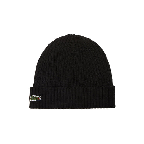 LACOSTE Berretto Cappello Uomo in lana a costine Nero - Francavilla Moda